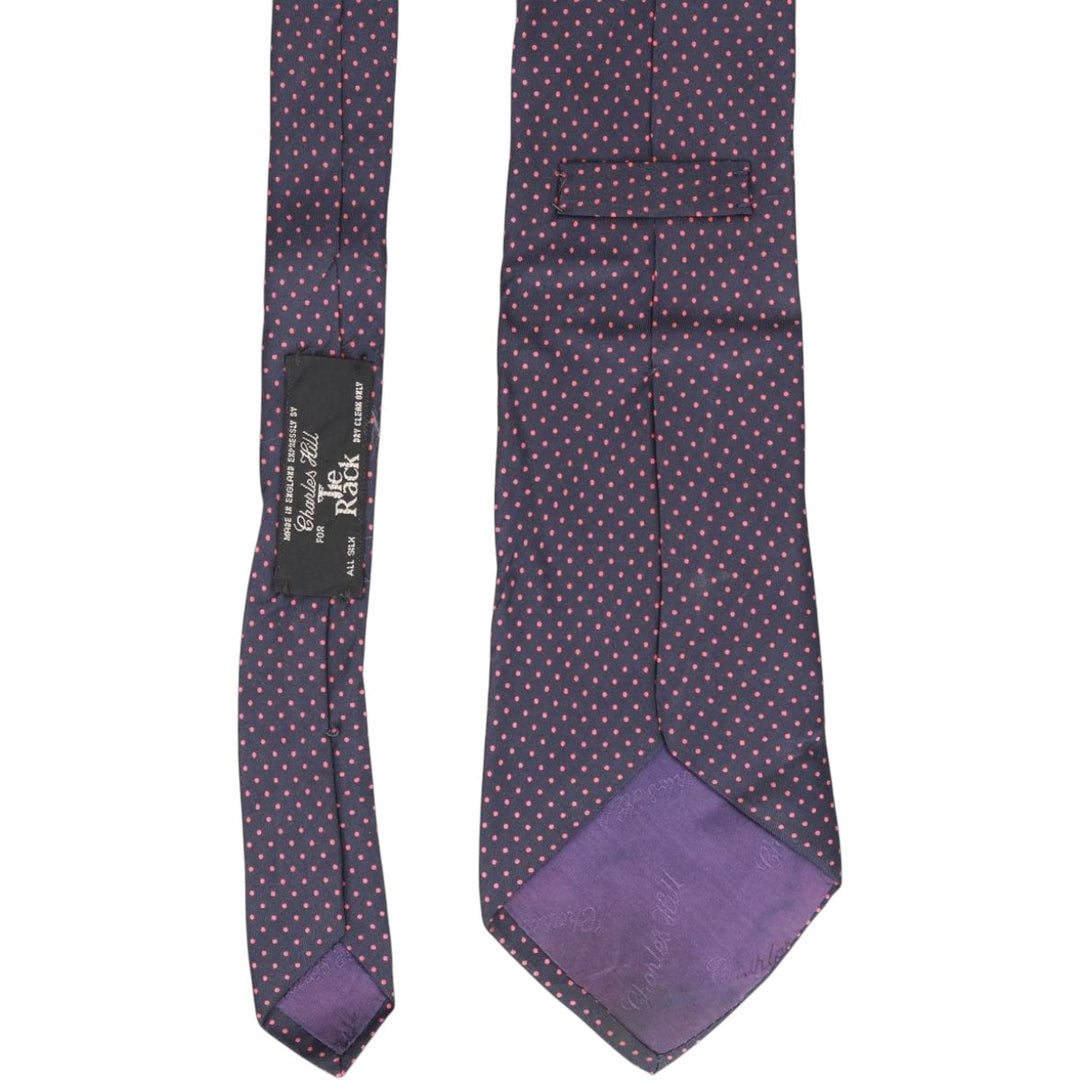 Charles Hill Dot Pattern Tie silk navy blue type Vintage Second Hand