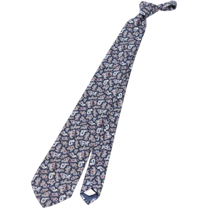 St. Michael Paisley Pattern Tie, Made in Italy polyester navy blue type Vintage Second Hand