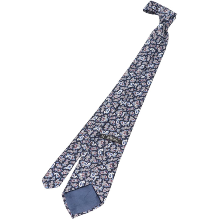 St. Michael Paisley Pattern Tie, Made in Italy polyester navy blue type Vintage Second Hand