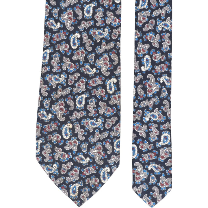 St. Michael Paisley Pattern Tie, Made in Italy polyester navy blue type Vintage Second Hand