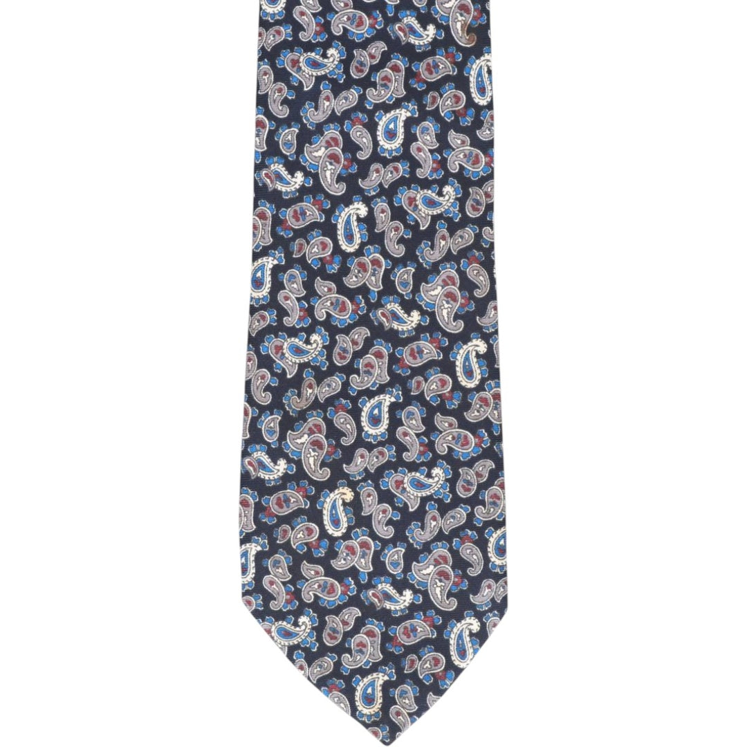 St. Michael Paisley Pattern Tie, Made in Italy polyester navy blue type Vintage Second Hand