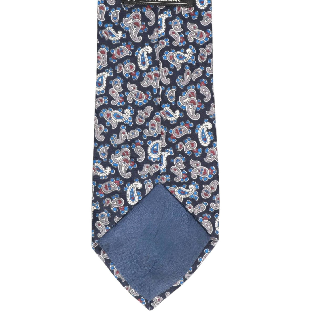 St. Michael Paisley Pattern Tie, Made in Italy polyester navy blue type Vintage Second Hand