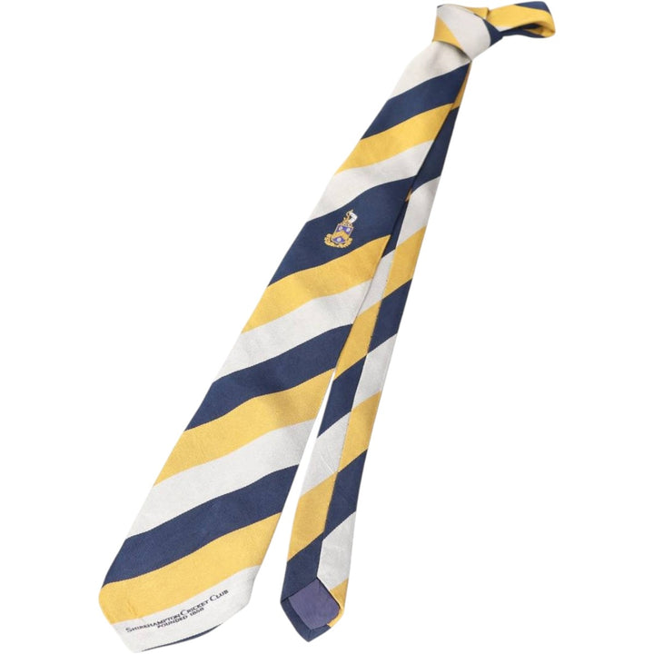 SHIREHAMPTON CRICKET CLUB Stripe Pattern Tie, Made in England silk navy blue type Vintage Second Hand
