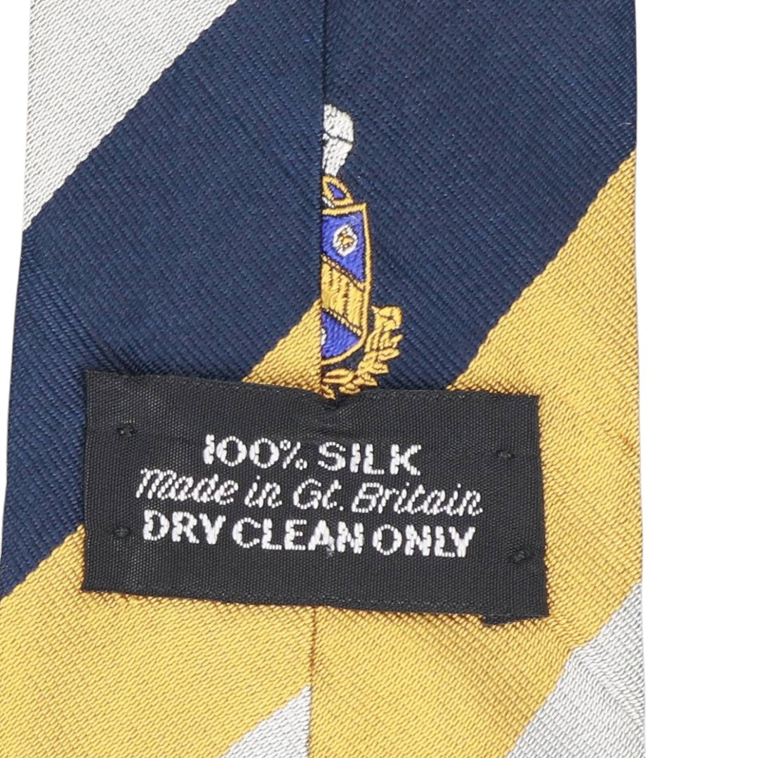SHIREHAMPTON CRICKET CLUB Stripe Pattern Tie, Made in England silk navy blue type Vintage Second Hand