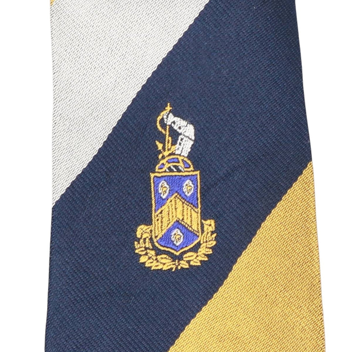 SHIREHAMPTON CRICKET CLUB Stripe Pattern Tie, Made in England silk navy blue type Vintage Second Hand