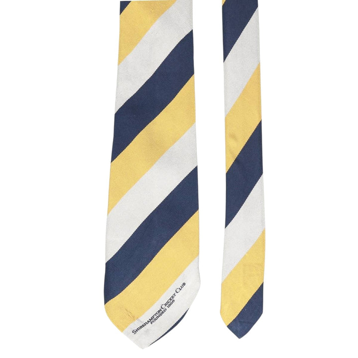SHIREHAMPTON CRICKET CLUB Stripe Pattern Tie, Made in England silk navy blue type Vintage Second Hand