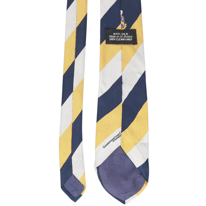 SHIREHAMPTON CRICKET CLUB Stripe Pattern Tie, Made in England silk navy blue type Vintage Second Hand