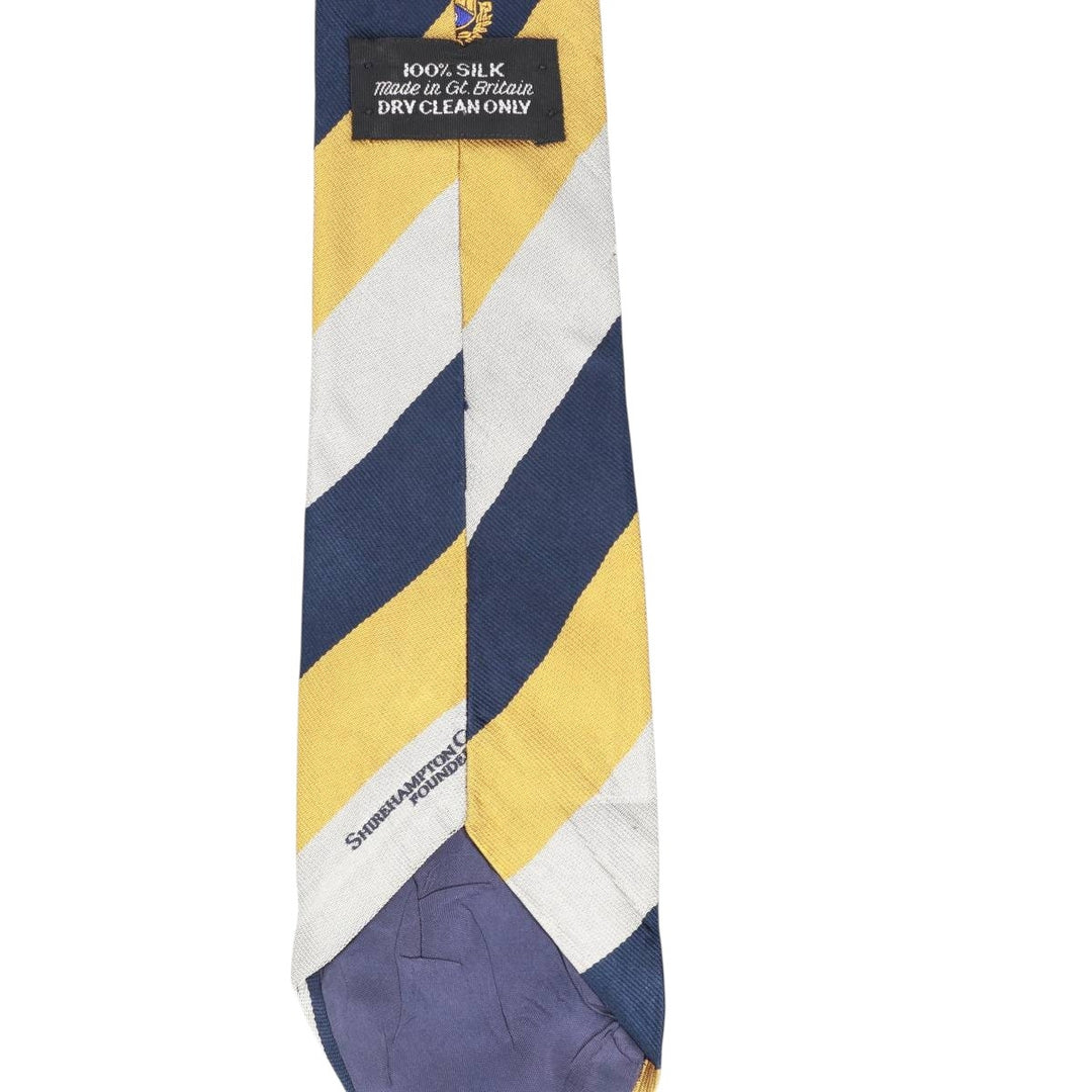 SHIREHAMPTON CRICKET CLUB Stripe Pattern Tie, Made in England silk navy blue type Vintage Second Hand