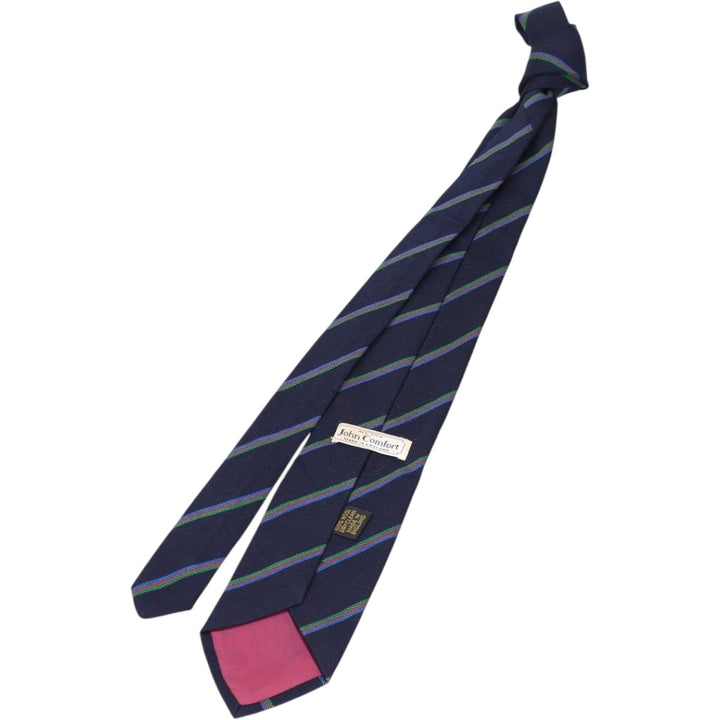 John Comfort Striped Pattern Tie, Made in England silk navy blue type Vintage Second Hand