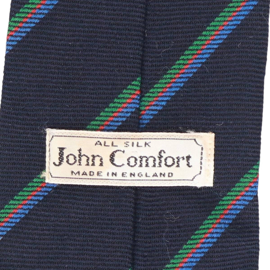 John Comfort Striped Pattern Tie, Made in England silk navy blue type Vintage Second Hand