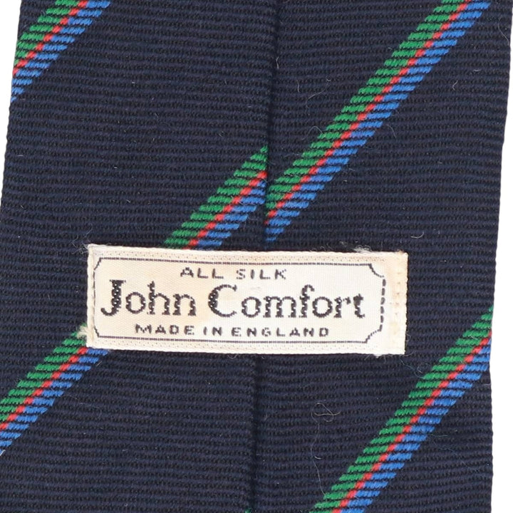 John Comfort Striped Pattern Tie, Made in England silk navy blue type Vintage Second Hand