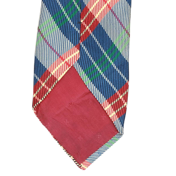 Marks & Spencer St Michael Check Pattern Tie, Made in England silk navy blue type Vintage Second Hand
