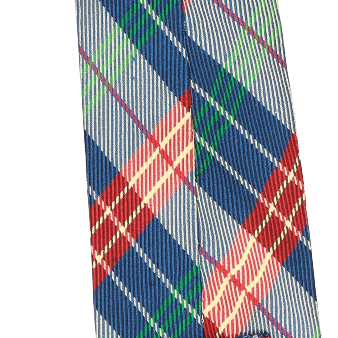 Marks & Spencer St Michael Check Pattern Tie, Made in England silk navy blue type Vintage Second Hand
