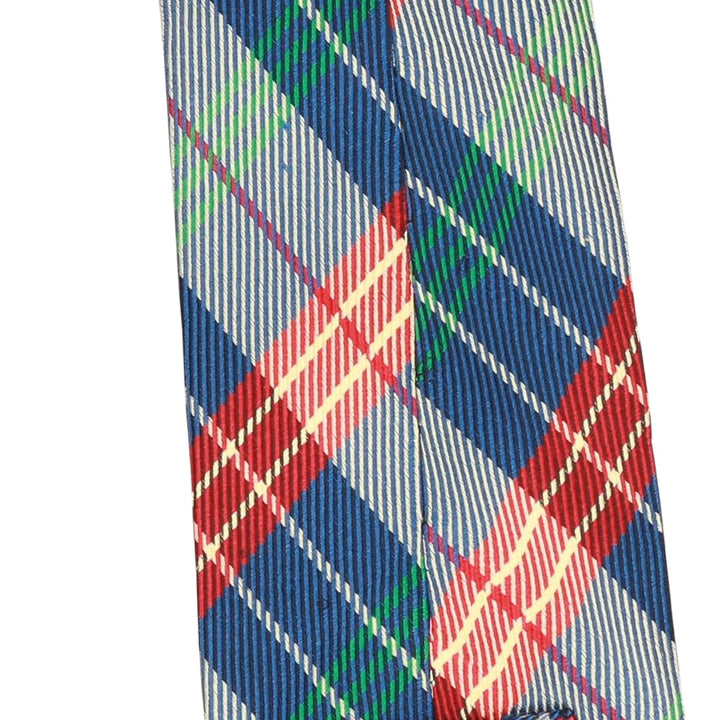 Marks & Spencer St Michael Check Pattern Tie, Made in England silk navy blue type Vintage Second Hand