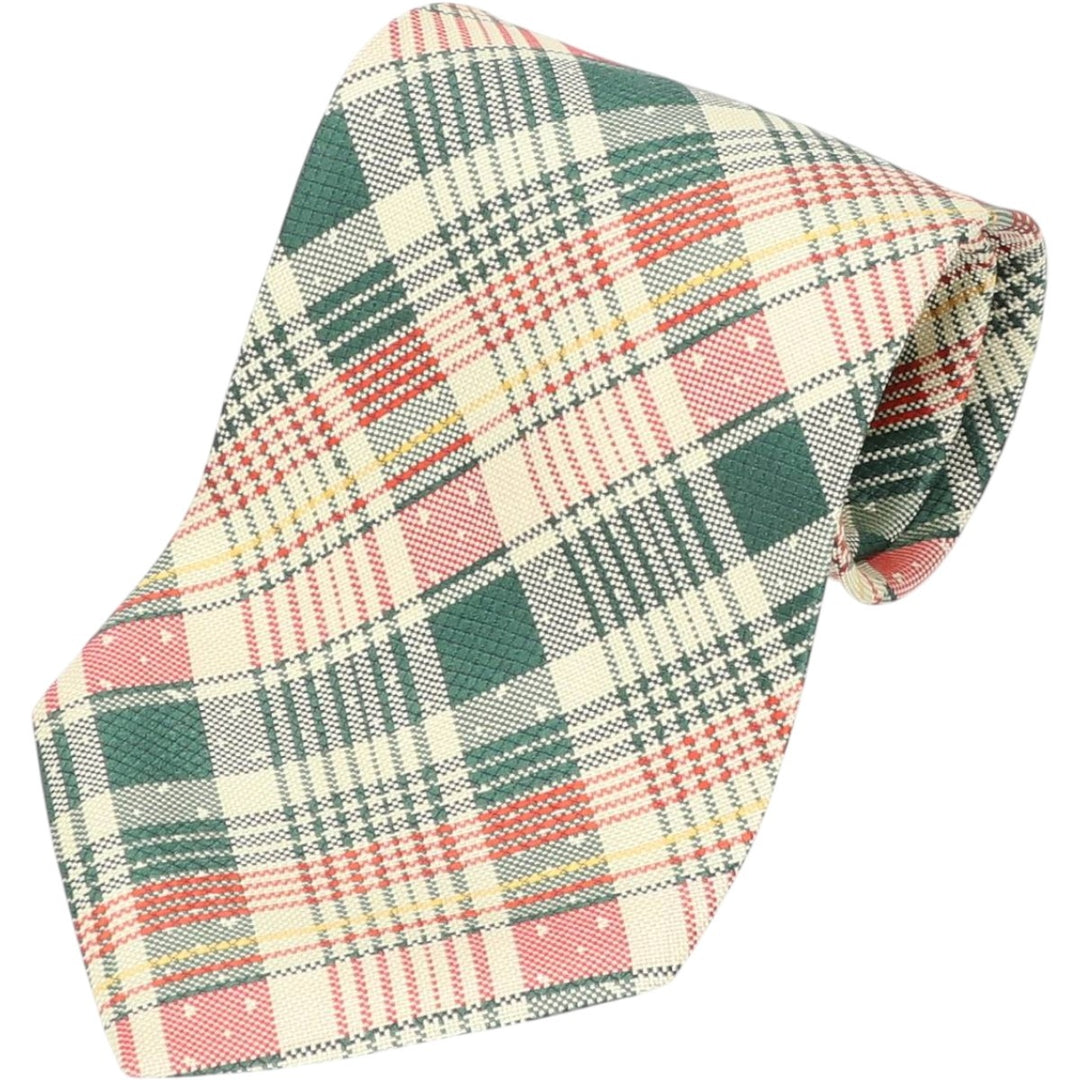 Hugo Boss check pattern tie, made in Italy. silk Beige type Vintage Second Hand