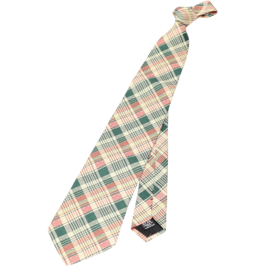 Hugo Boss check pattern tie, made in Italy. silk Beige type Vintage Second Hand
