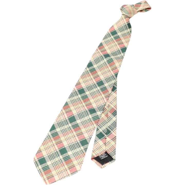 Hugo Boss check pattern tie, made in Italy. silk Beige type Vintage Second Hand
