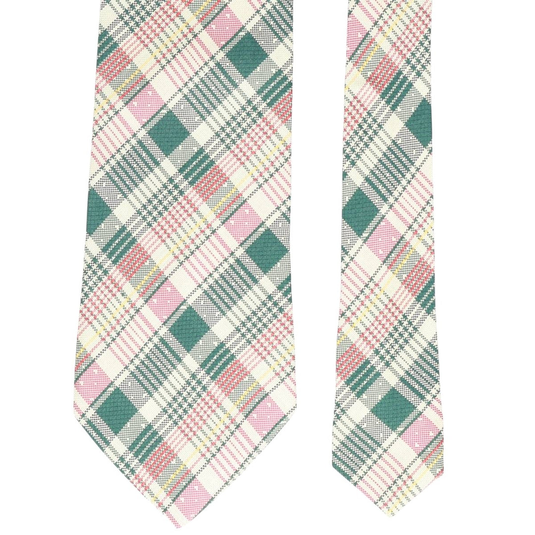 Hugo Boss check pattern tie, made in Italy. silk Beige type Vintage Second Hand