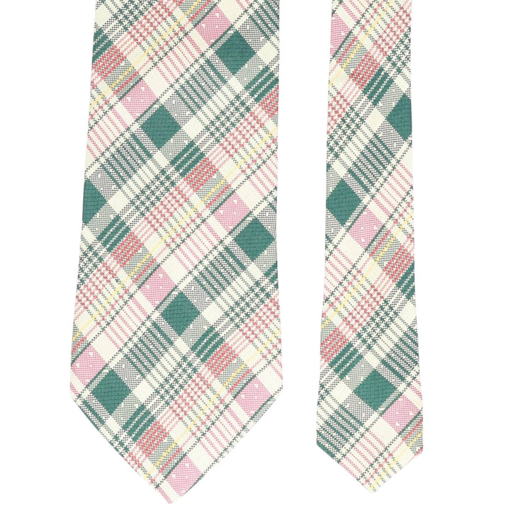 Hugo Boss check pattern tie, made in Italy. silk Beige type Vintage Second Hand