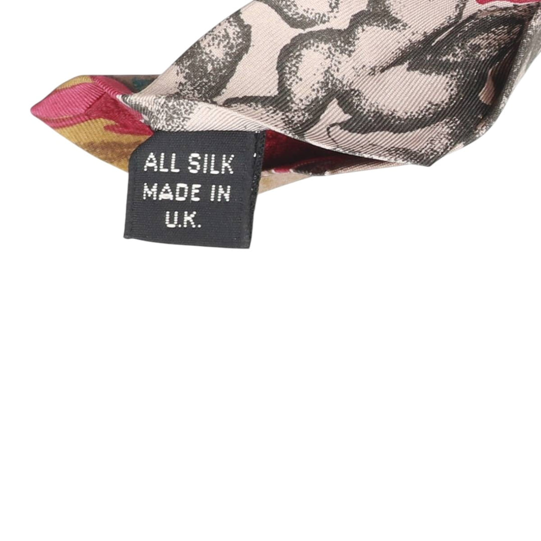Pierre Cardin PARIS all-over botanical pattern tie, made in England. silk wine-red Vintage Second Hand