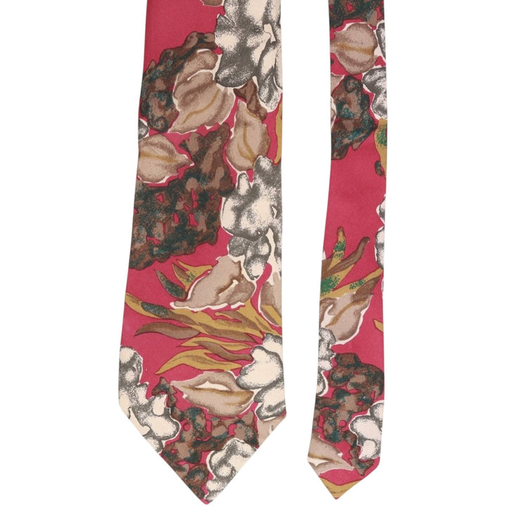 Pierre Cardin PARIS all-over botanical pattern tie, made in England. silk wine-red Vintage Second Hand