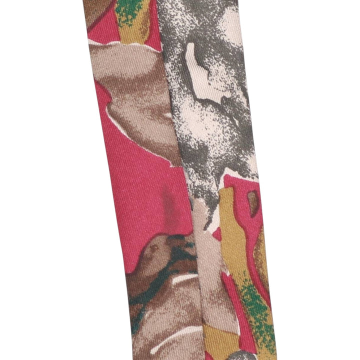 Pierre Cardin PARIS all-over botanical pattern tie, made in England. silk wine-red Vintage Second Hand