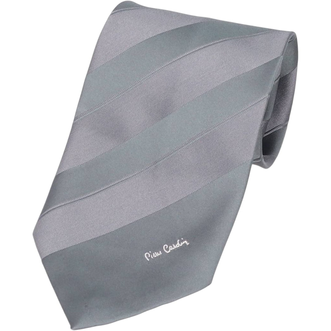 Pierre Cardin striped pattern tie, made in England. polyester gray type Vintage Second Hand