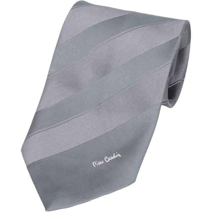 Pierre Cardin striped pattern tie, made in England. polyester gray type Vintage Second Hand