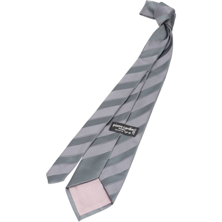 Pierre Cardin striped pattern tie, made in England. polyester gray type Vintage Second Hand