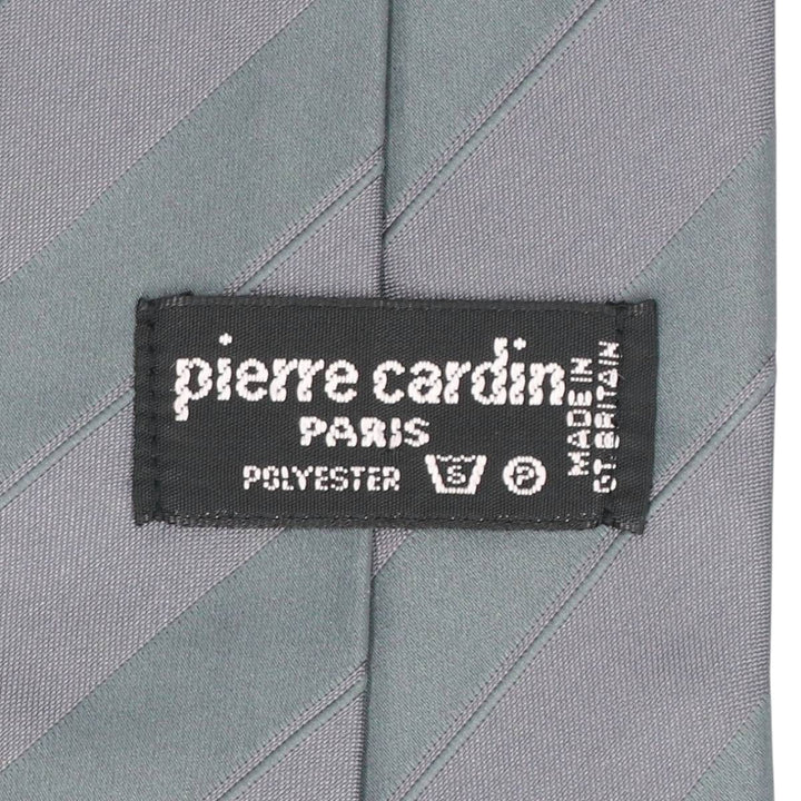 Pierre Cardin striped pattern tie, made in England. polyester gray type Vintage Second Hand