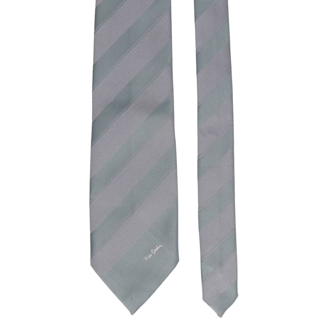 Pierre Cardin striped pattern tie, made in England. polyester gray type Vintage Second Hand