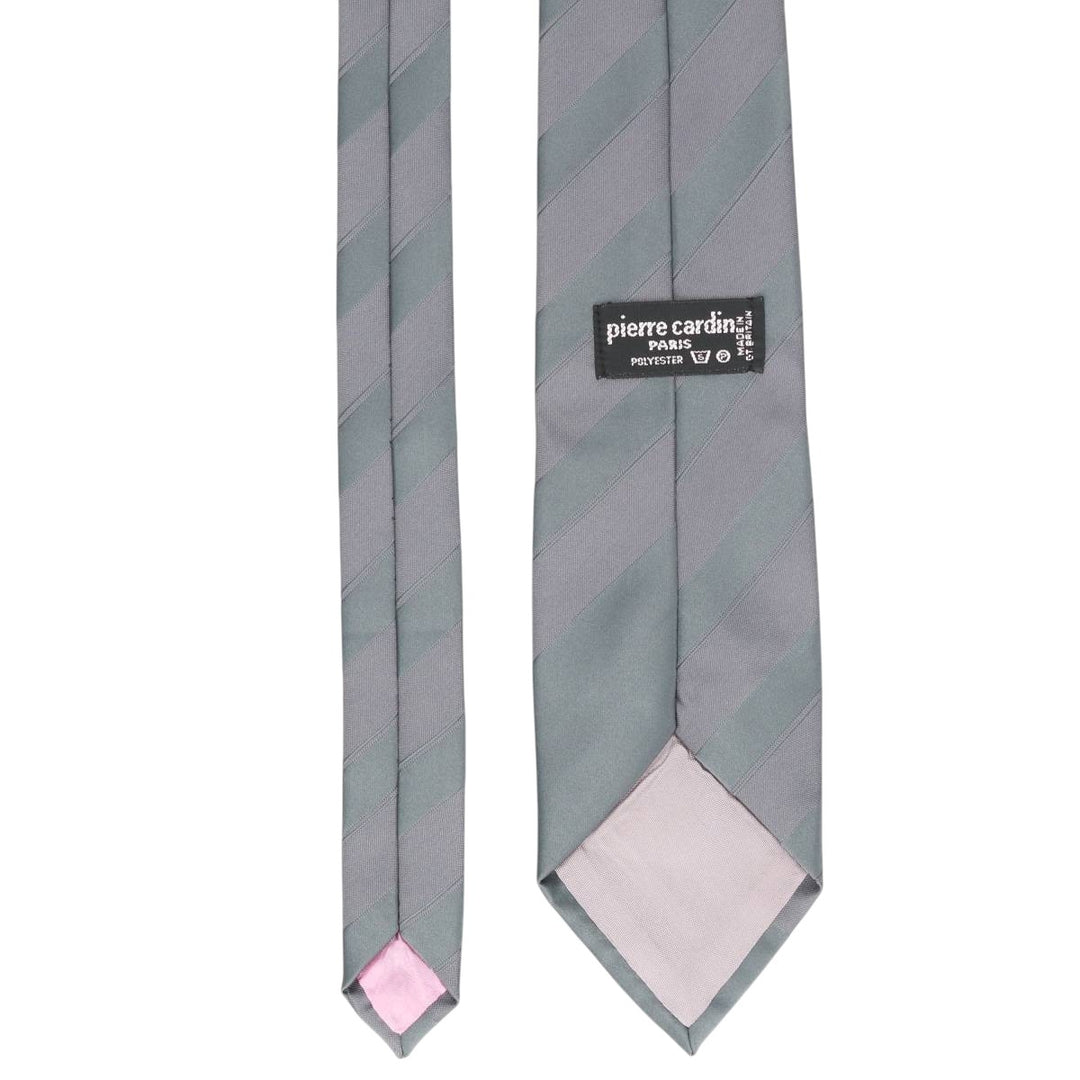 Pierre Cardin striped pattern tie, made in England. polyester gray type Vintage Second Hand