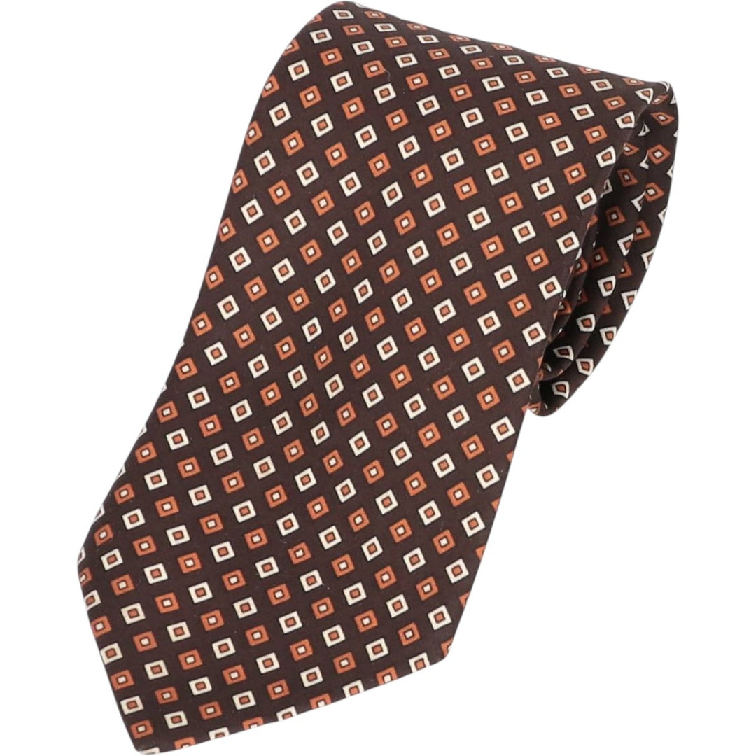 St. Michael Diamond Pattern Tie, Made in England polyester brown type Vintage Second Hand
