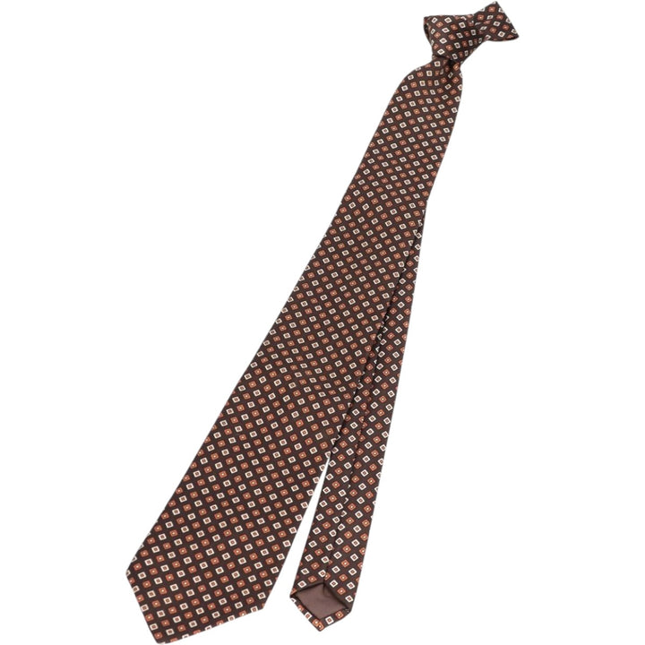 St. Michael Diamond Pattern Tie, Made in England polyester brown type Vintage Second Hand
