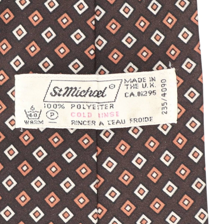 St. Michael Diamond Pattern Tie, Made in England polyester brown type Vintage Second Hand