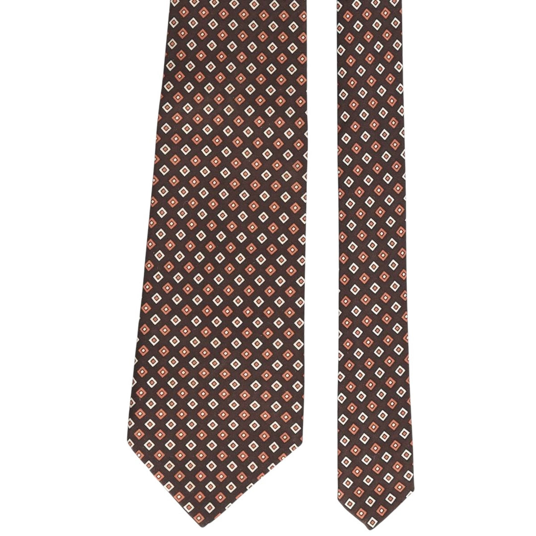 St. Michael Diamond Pattern Tie, Made in England polyester brown type Vintage Second Hand