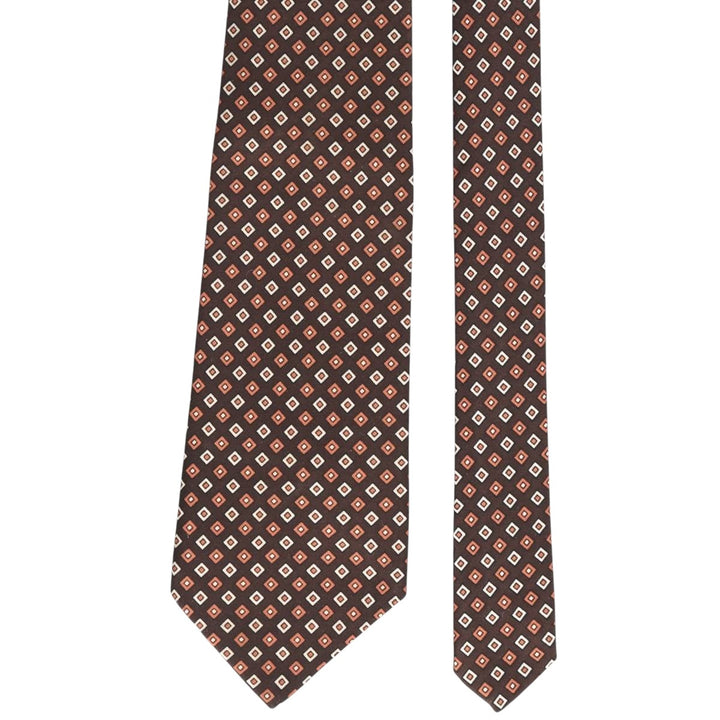 St. Michael Diamond Pattern Tie, Made in England polyester brown type Vintage Second Hand
