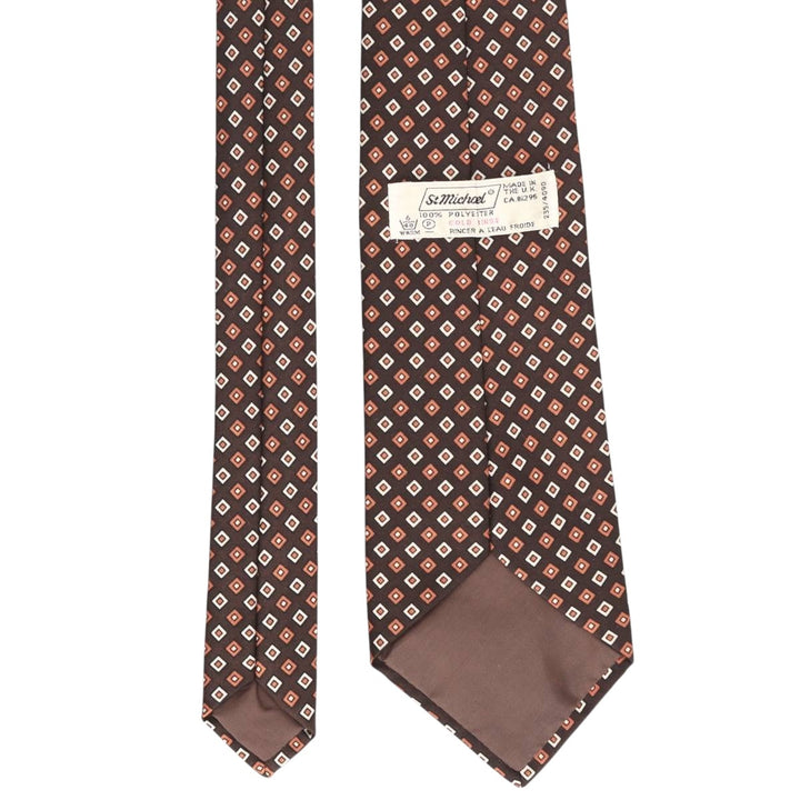 St. Michael Diamond Pattern Tie, Made in England polyester brown type Vintage Second Hand