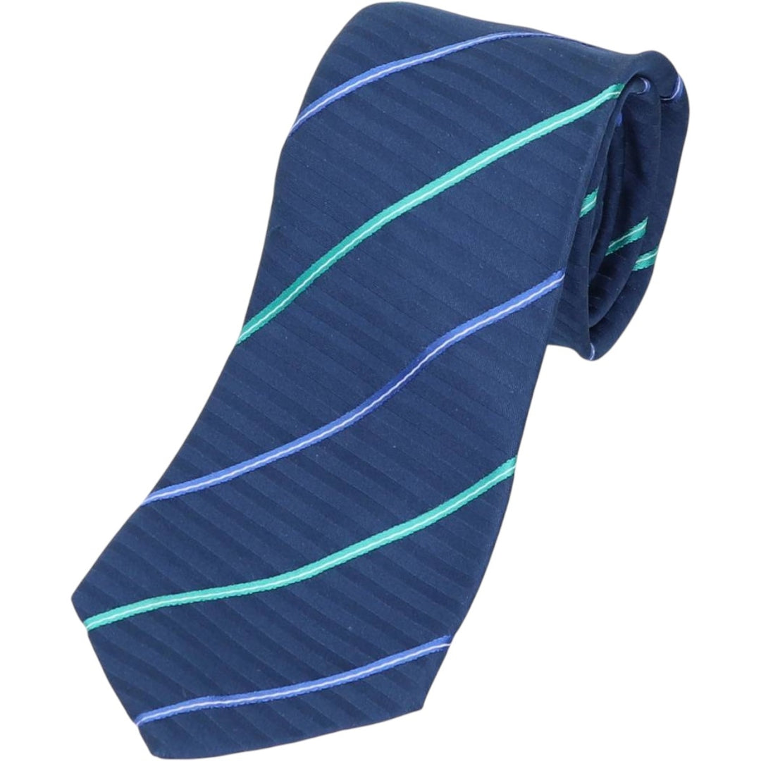 Pierre Cardin striped pattern tie, made in England. polyester blue type Vintage Second Hand