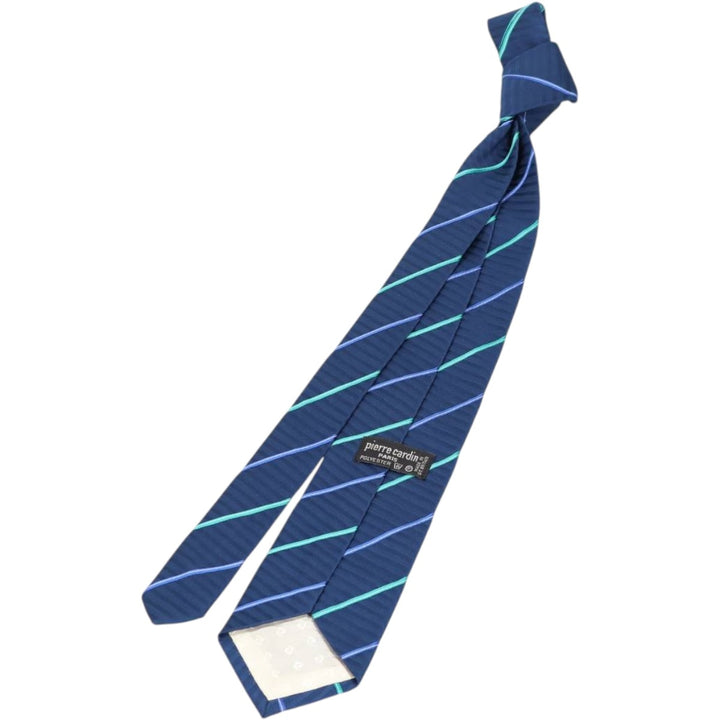 Pierre Cardin striped pattern tie, made in England. polyester blue type Vintage Second Hand
