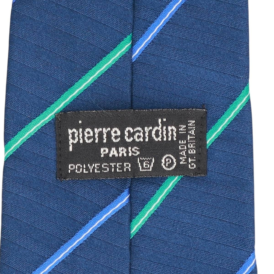Pierre Cardin striped pattern tie, made in England. polyester blue type Vintage Second Hand