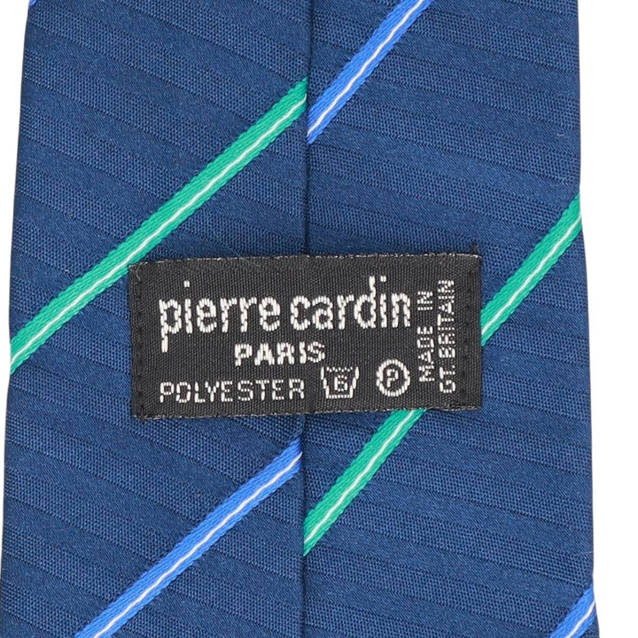 Pierre Cardin striped pattern tie, made in England. polyester blue type Vintage Second Hand