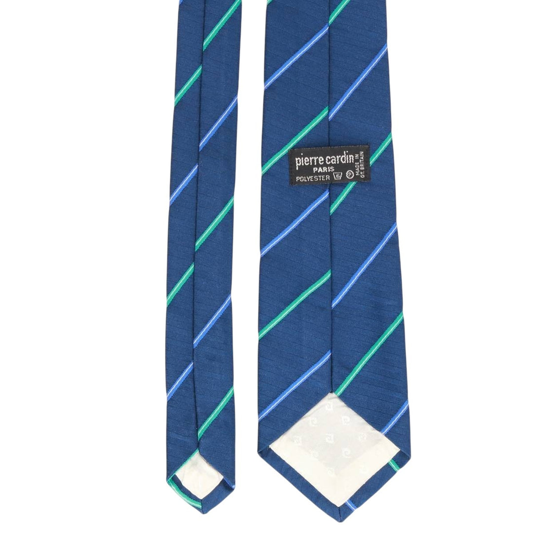 Pierre Cardin striped pattern tie, made in England. polyester blue type Vintage Second Hand