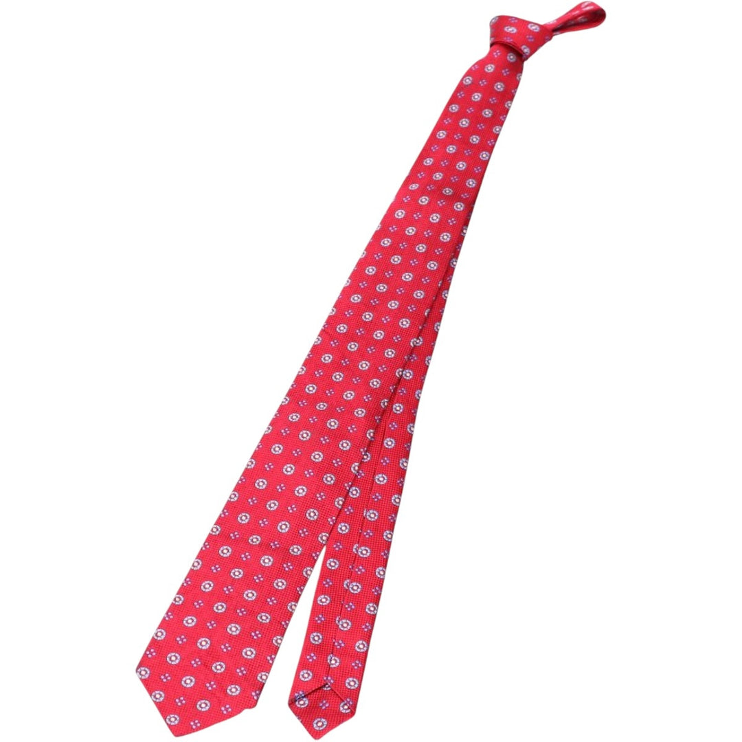 Brooks Brothers Makers and Merchants all-over print tie unclear red type Vintage Second Hand