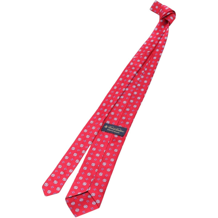 Brooks Brothers Makers and Merchants all-over print tie unclear red type Vintage Second Hand