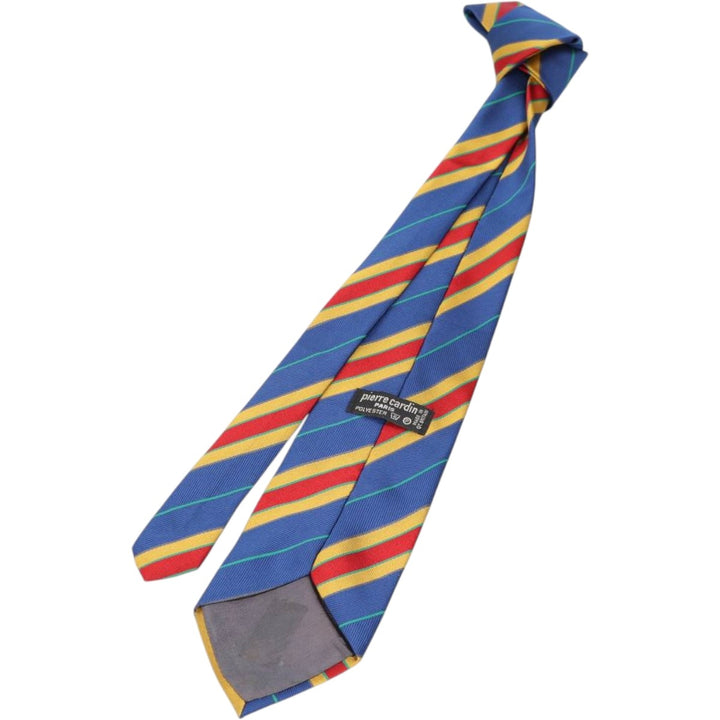 Pierre Cardin striped pattern tie, made in England. polyester blue type Vintage Second Hand