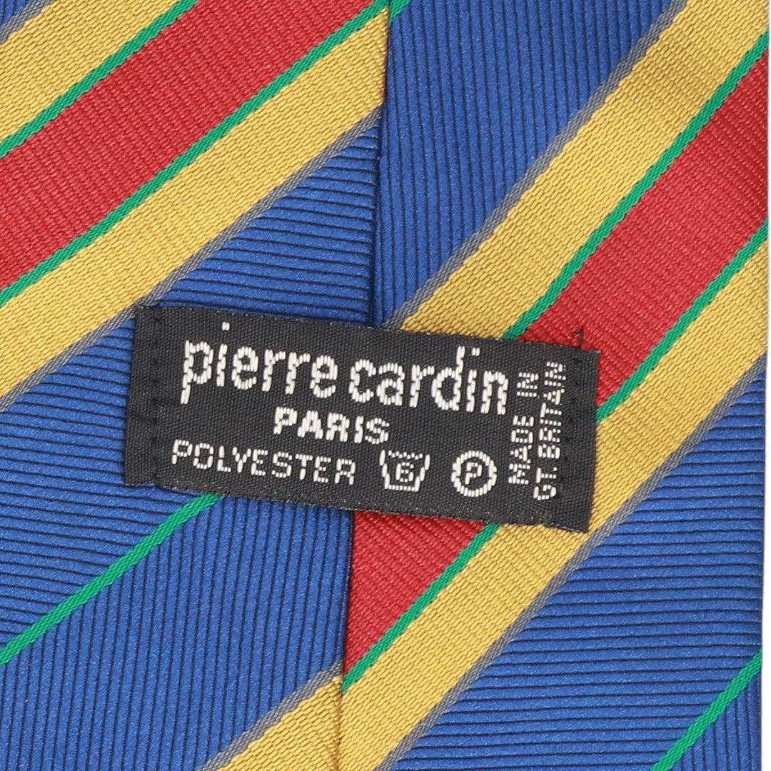 Pierre Cardin striped pattern tie, made in England. polyester blue type Vintage Second Hand