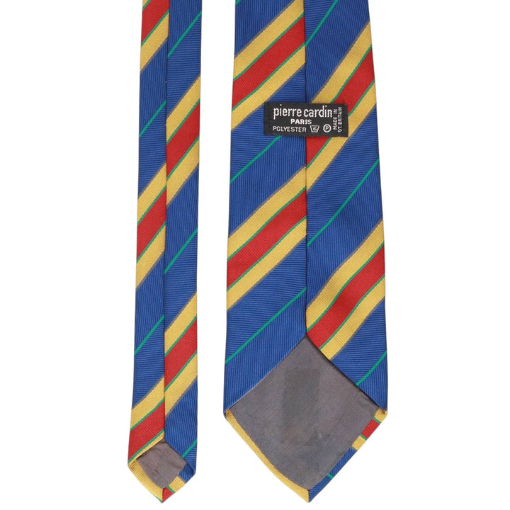 Pierre Cardin striped pattern tie, made in England. polyester blue type Vintage Second Hand
