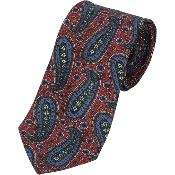 Tie Rack by Leonardo Strelli, Paisley Pattern Necktie, Made in Italy silk red type Vintage Second Hand
