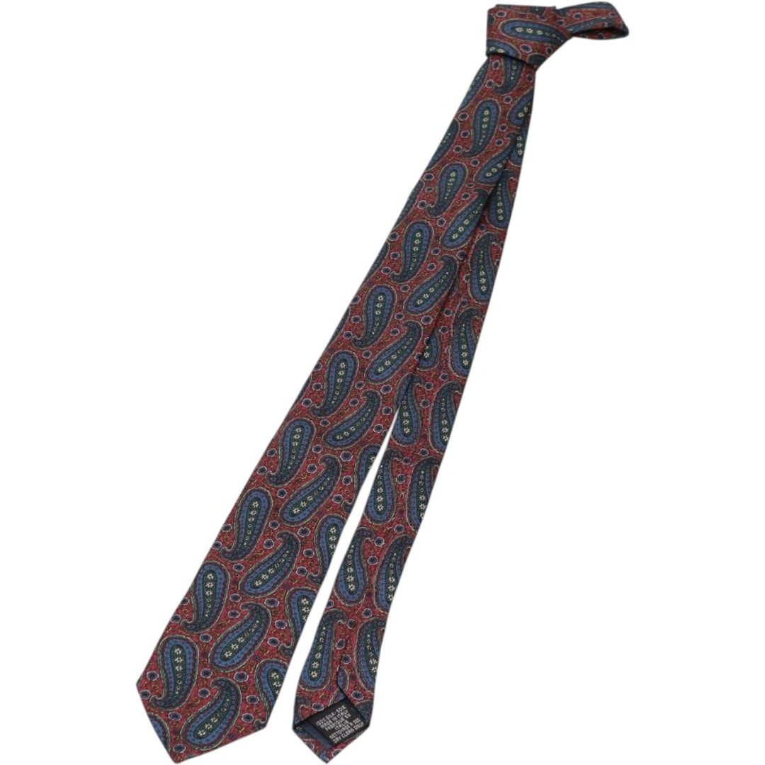 Tie Rack by Leonardo Strelli, Paisley Pattern Necktie, Made in Italy silk red type Vintage Second Hand